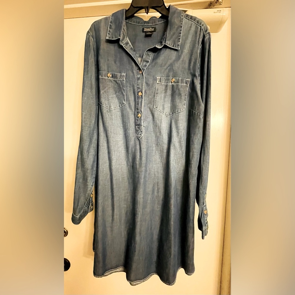 Lucky Brand Blue Denim long sleeved Tencel blend Shirt Dress XL
